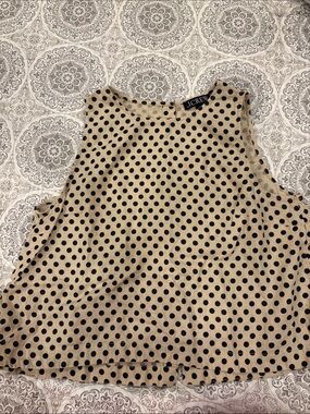 J. Crew Beige and Black Polka Dot Sleeveless Top